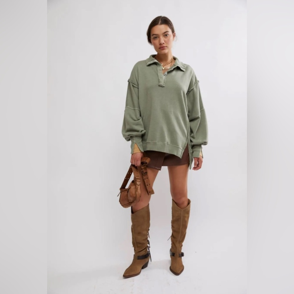 NWT Free People Henley Camden Sweatshirt - Picture 1 of 9